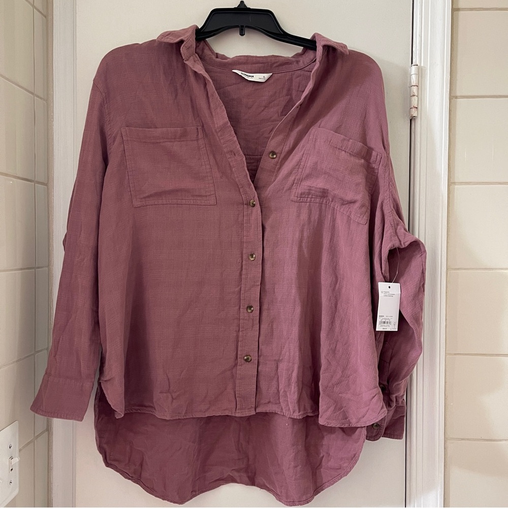 Sonoma Goods For Life Women's Mauve Button-Up Shirt